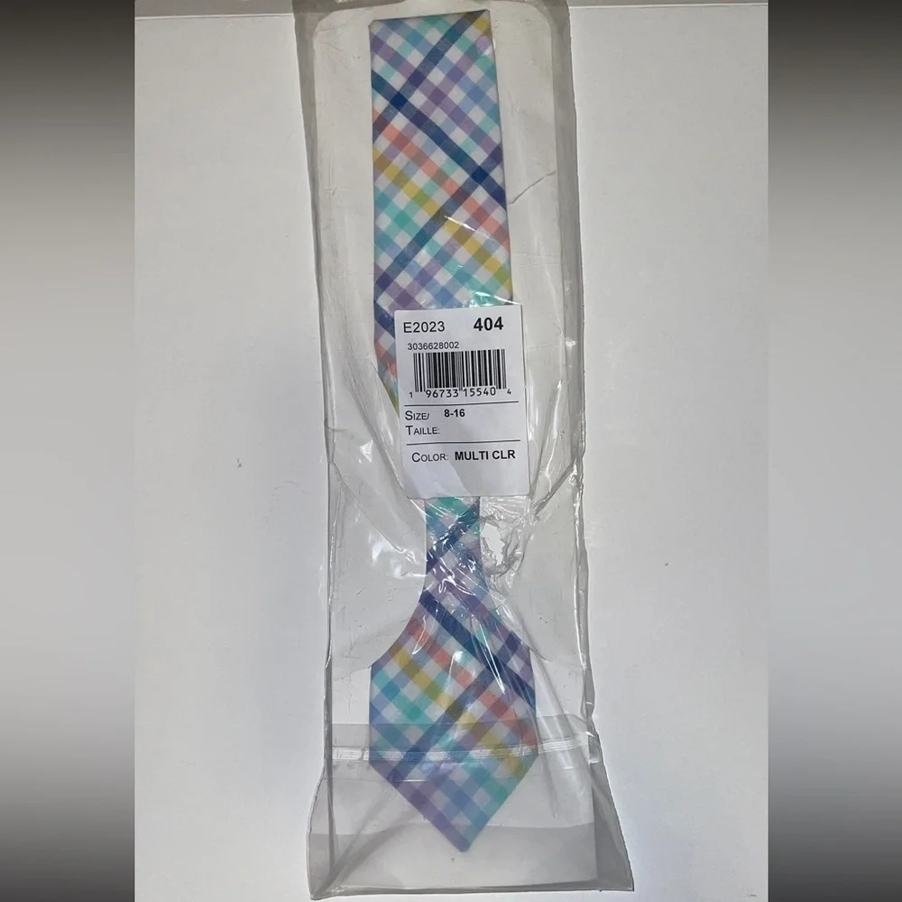 Children’s Place Easter Spring Gingham Pastel boys Striped Tie 8-16 New